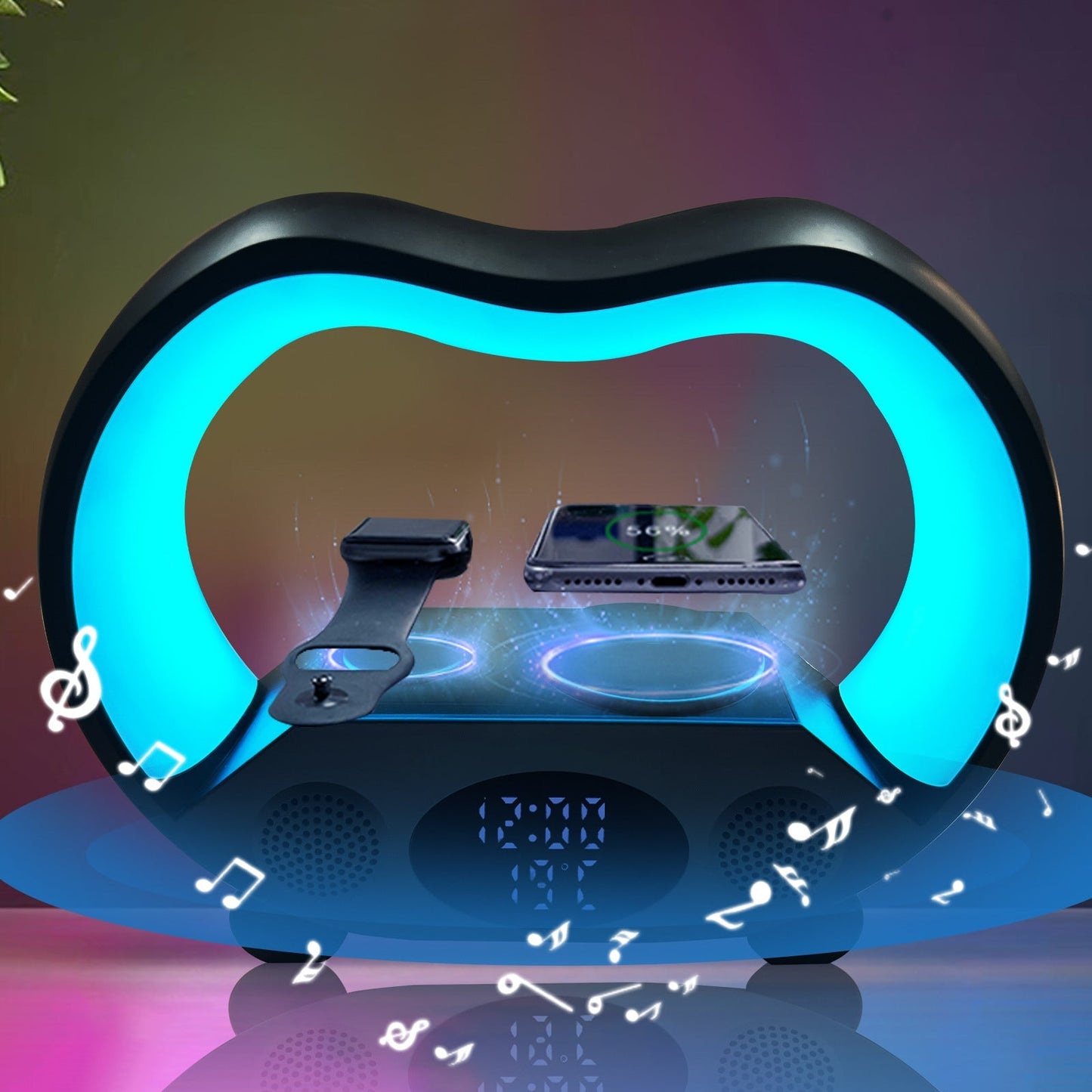 LED Multi-function Wireless Charger Night Light Bluetooth