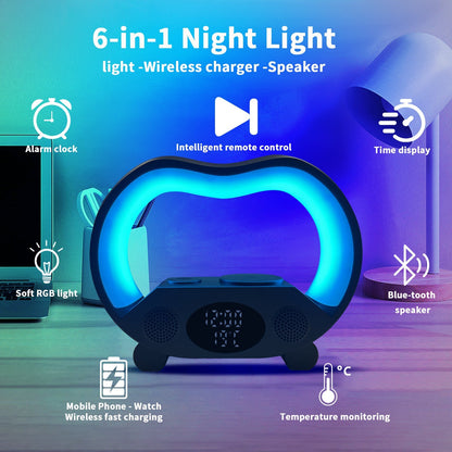 LED Multi-function Wireless Charger Night Light Bluetooth