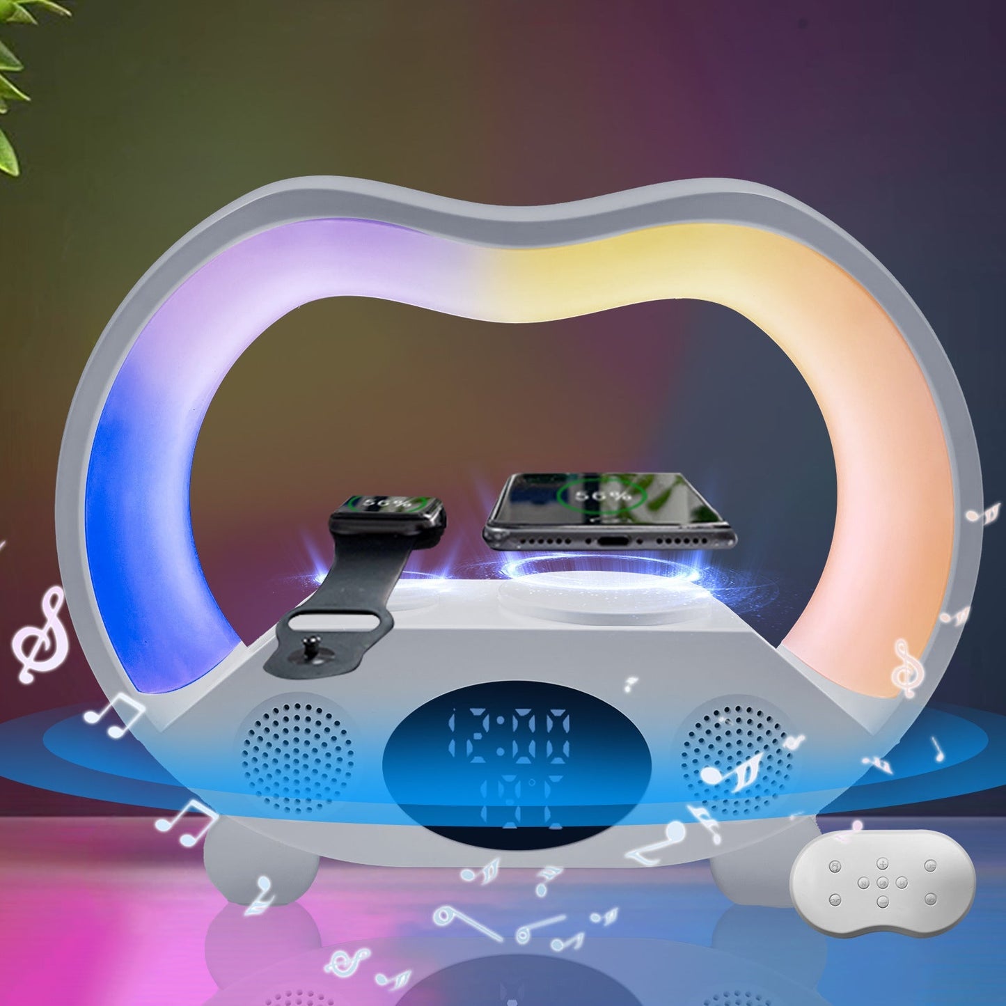 LED Multi-function Wireless Charger Night Light Bluetooth