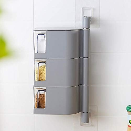 منظم التوابل الدوار ذو 3 طبقات لاصقة للمطبخ