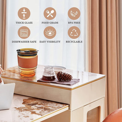 كوب سفر رائع مزدوج الطبقات بمقبض جلدي وقشة - 300 مل